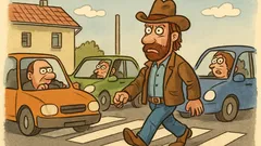Vtip: Keď človek prechádza cez cestu…