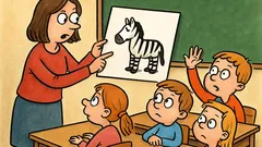 Vtip: pani učiteľka ukáže na zebru