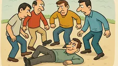 Vtip: Hráči stoja v kruhu, jeden si ľahne