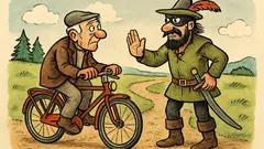 Vtip: Ide dedko na bicykli, zastaví ho