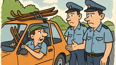 Vtip: Policajná hliadka zastaví vodiča s lyžami