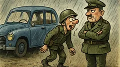 Vtip: Na cvičení prší, Vetvička beží