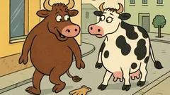 Vtip: Býk a krava idú po ulici