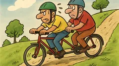 Vtip: Dvaja cyklisti na tandeme šliapu do kopca