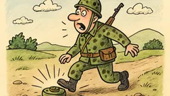 Vtip: Vojak našliapne na mínu…