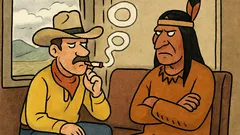 Vtip: Vo vlaku na divokom západe sedí kovboj