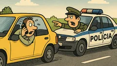 Vtip: Policajt kričí, vodič za jazdy telefonuje