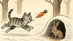 Vtip: Kocúr naháňa zajaca až do zimy