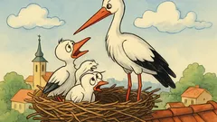 Vtip: V hniezde sedí bocian a mláďa