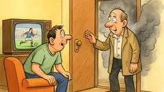 Vtip: Televízia vysiela rozhodujúci futbalový zápas, zazvoní sused