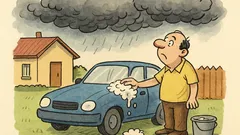 Vtip: Umyjem auto, aby konečne pršalo...
