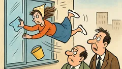 Vtip: Žena umývala okná na trinástom poschodí