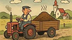 Vtip: Nezvyčajné je prevážať hnoj z dediny