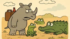 Vtip: Nosorožec, žaba a krokodíl sa nudia